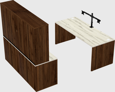 Parallel desk with credenza