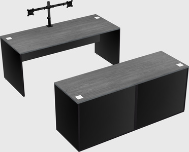 Bureau parallèle avec crédence