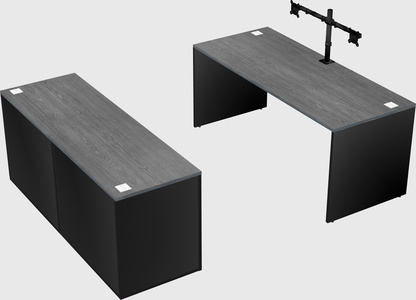 Bureau parallèle avec crédence