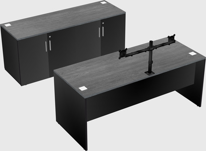 Bureau parallèle avec crédence