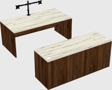 Parallel desk with credenza