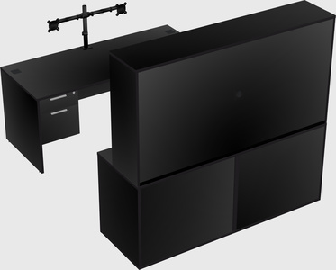 Parallel desk with credenza