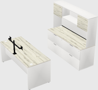Parallel desk with credenza