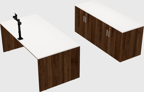 Parallel desk with credenza