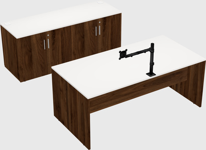Parallel desk with credenza