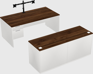 Parallel desk with credenza