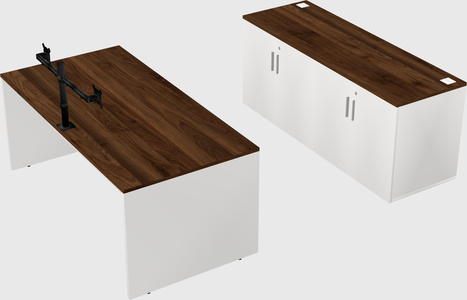 Parallel desk with credenza