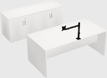 Parallel desk with credenza