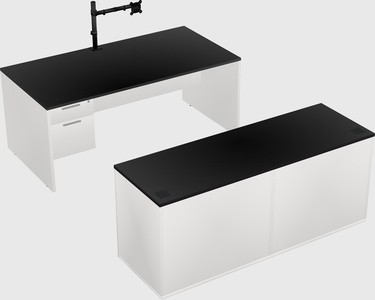 Parallel desk with credenza