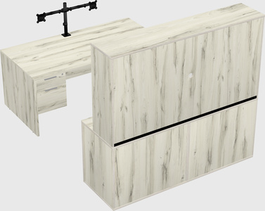 Parallel desk with credenza