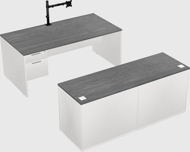 Parallel desk with credenza
