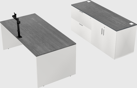 Parallel desk with credenza