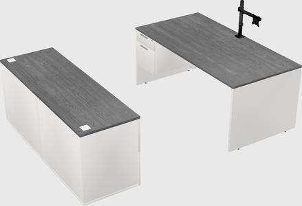 Parallel desk with credenza