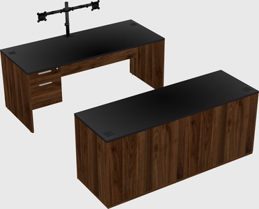 Bureau parallèle avec crédence