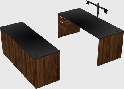 Bureau parallèle avec crédence