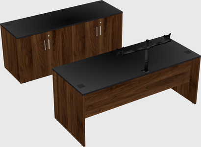 Bureau parallèle avec crédence