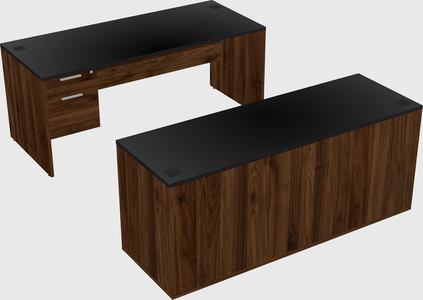 Parallel desk with credenza