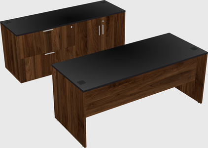 Parallel desk with credenza