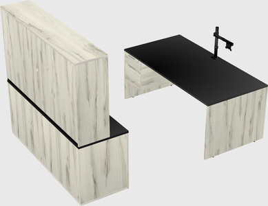 Parallel desk with credenza