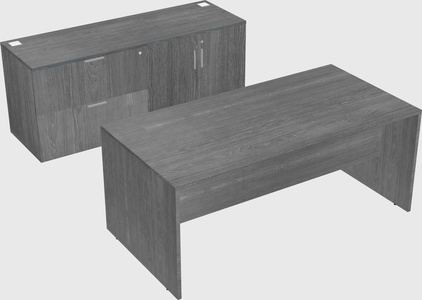 Parallel desk with credenza