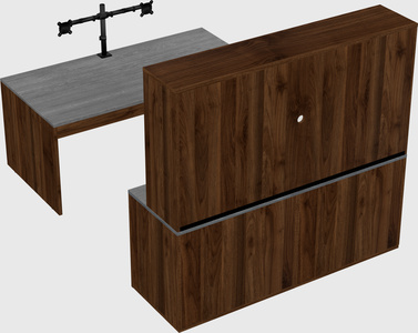 Bureau parallèle avec crédence