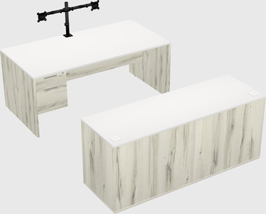 Bureau parallèle avec crédence
