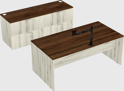 Parallel desk with credenza