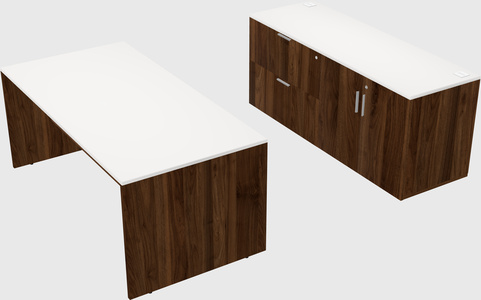 Parallel desk with credenza