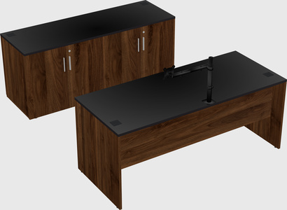 Parallel desk with credenza