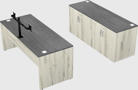 Bureau parallèle avec crédence