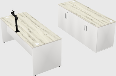 Parallel desk with credenza