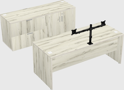 Parallel desk with credenza