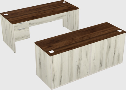 Parallel desk with credenza