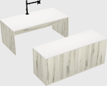 Parallel desk with credenza