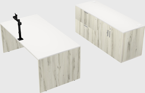 Parallel desk with credenza