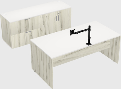 Parallel desk with credenza