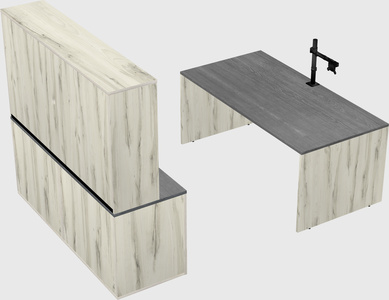 Parallel desk with credenza