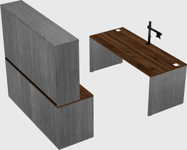 Bureau parallèle avec crédence
