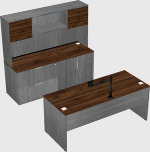 Bureau parallèle avec crédence