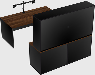Parallel desk with credenza