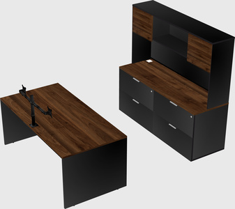 Parallel desk with credenza