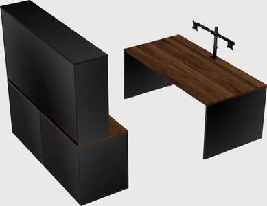 Parallel desk with credenza