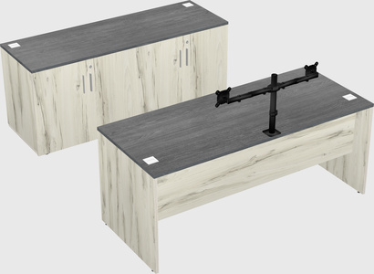 Parallel desk with credenza