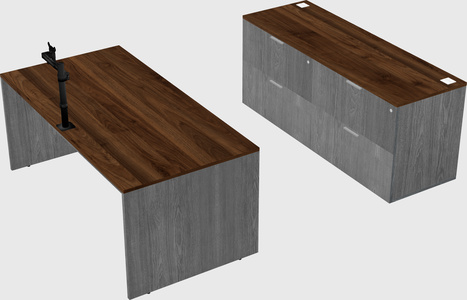 Parallel desk with credenza