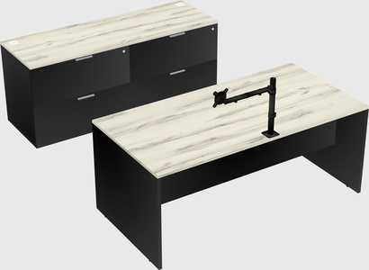 Parallel desk with credenza