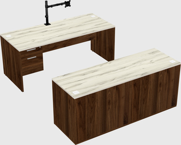 Parallel desk with credenza