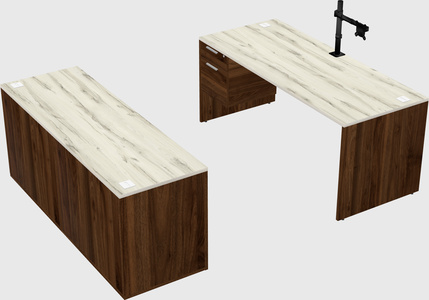 Parallel desk with credenza