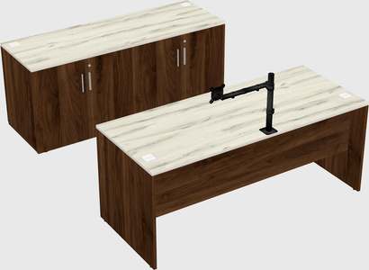 Parallel desk with credenza