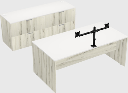 Parallel desk with credenza