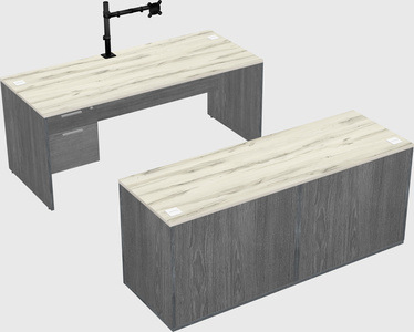 Parallel desk with credenza